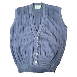 Vintage Cardigan Sweater Vest Brown Knit Button Up Size L Grandpa Old Money